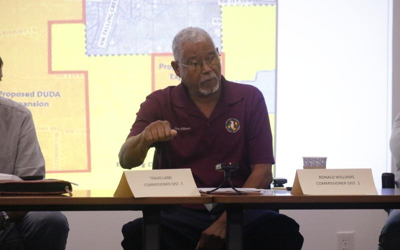 Columbia County Commission Chairman Ron Williams requested that both Columbia and Suwannee county commissions look into requiring a super majority vote to dissolve the North Florida Water Utilities Authority at a joint commission workshop Wednesday. (JAMIE WACHTER/Lake City Reporter)