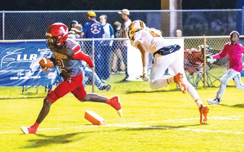 Lafayette receiver Jordan Murphy races into the end zone for a touchdown against Trenton on Oct. 18. (FILE)