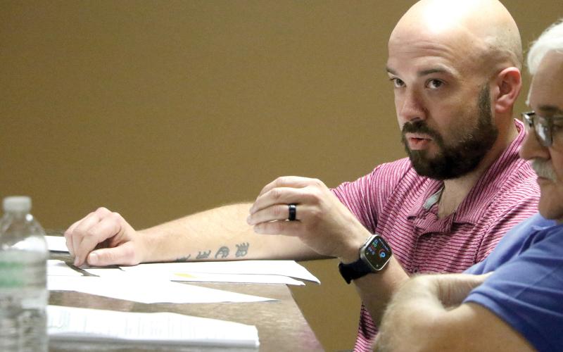 Lake Shore Hospital Authority Trustee Brandon Beil expressed his displeasure at Wednesday’s meeting with the City of Lake City’s recent claims that the main hospital building doesn’t conform to the city’s land development regulations. (MORGAN MCMULLEN/Lake City Reporter)