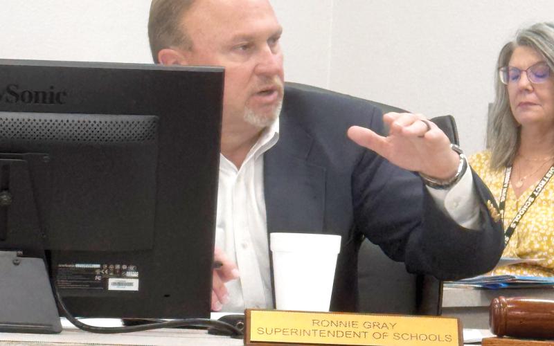 Suwannee County Superintendent Ronnie Gray speaks about the benefit to the district for joining the Florida Recovery Obligation Calculation in receiving funding during future disasters. (JAMIE WACHTER/Lake City Reporter)