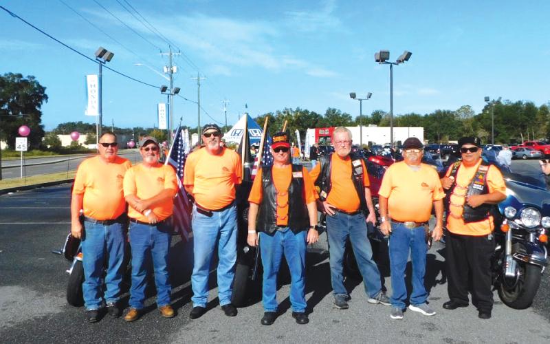 A group of riders for the Toys For Tots Toy Run poses during the 2022 ride. (FILE)
