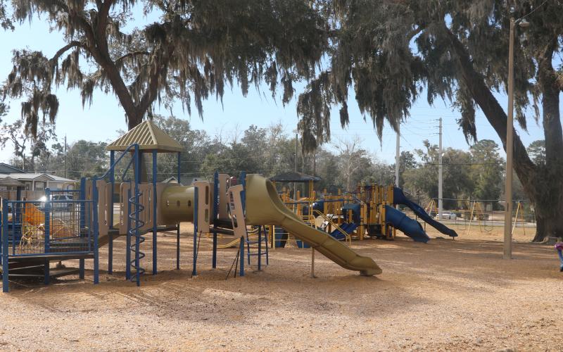 The playground at Youngs Park could use handicap accessible equipment and sidewalk, according to the master plan performed by Tocoi Engineering for the City of Lake City. (JAMIE WACHTER/Lake City Reporter)