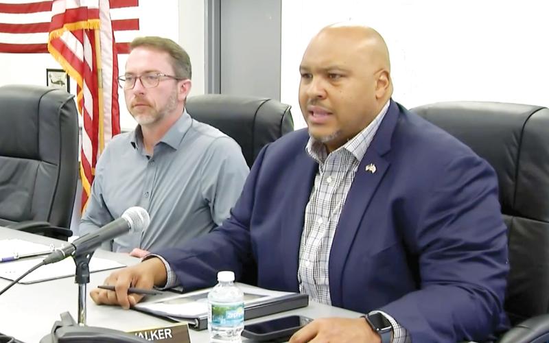 Sen. Corey Simon said during Thursday’s legislative delegation hearing in Lafayette County that he is focused on policy and the important things to the families in his district, not the political fighting over the immigration bill passed by the legislature this week. (JAMIE WACHTER/Lake City Reporter)