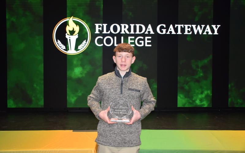 Fort White High’s Cyler Robinson won the top honors at the Suwannee Valley Regional Science and Engineering Fair for the second year in a row. (COURTESY FLORIDA GATEWAY COLLEGE)