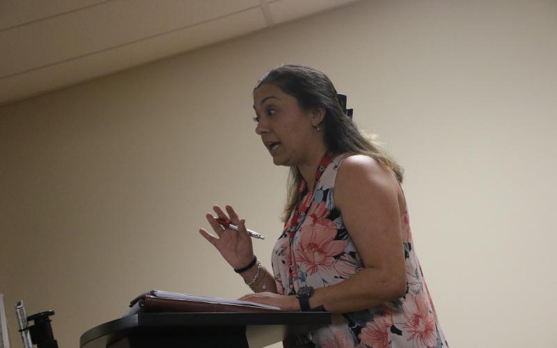 Columbia County Health Department Administrator Diana Duque talks to the Lake Shore Hospital Authority about the health department operating a primary care clinic in Lake City and Fort White. (MORGAN MCMULLEN/Lake City Reporter)