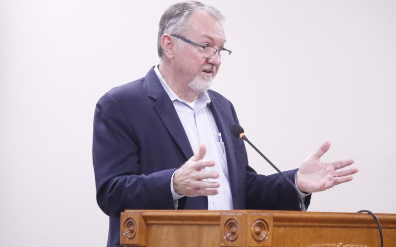 Suwannee County Economic Development Director Jimmy Norris said the regional storm shelter planned for north of Live Oak is the county’s ‘big project.’ (JAMIE WACHTER/Lake City Reporter)
