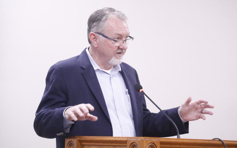 Jimmy Norris, speaking at Suwannee County’s delegation hearing Feb. 10, said buy-in on a team concept has been the most rewarding part of his time as Suwannee County’s economic development director. (FILE)