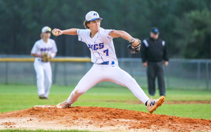 Branford pitcher Kyler Williamson pitches against Fort White on March 10. (BRENT KUYKENDALL/Lake City Reporter)
