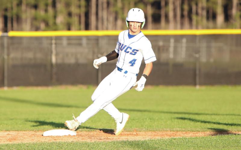 Branford's Troy Roberts strolls into second base during a game against Fort White on March 10. (BRENT KUYKENDALL/Lake City Reporter)
