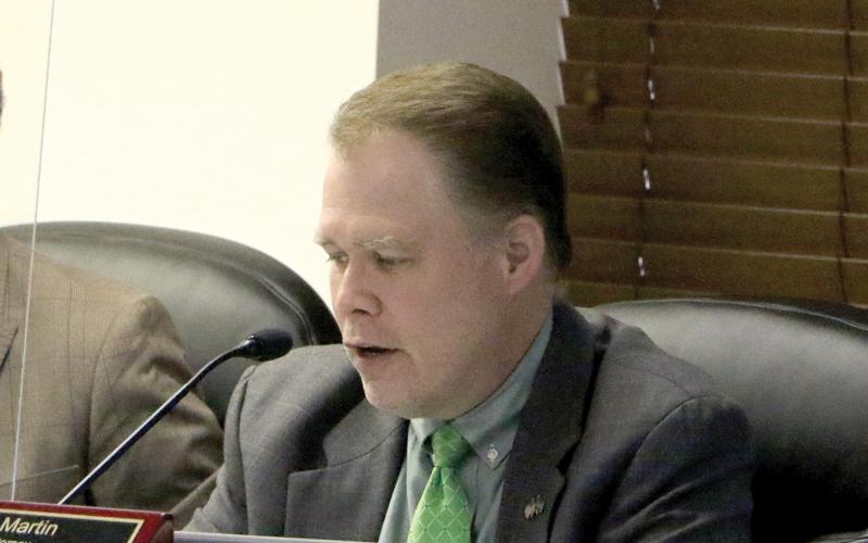 City Attorney Clay Martin speaks at a previous Lake City Council meeting. City Manager Don Rosenthal is seeking clearance to hire a full-time dedicated city attorney, instead of contracting with a firm like Gainesville-based Folds Walker where Martin works. (FILE)