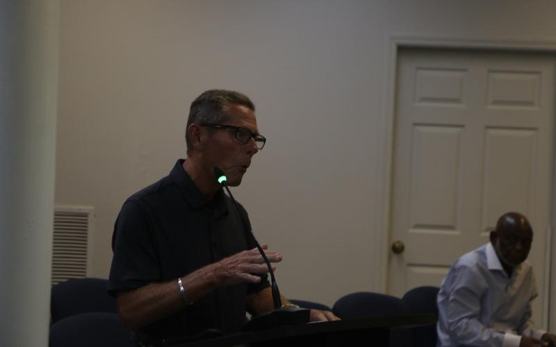 Lake City resident George Hudson speaks to the Lake City Council at its Monday meeting. (MORGAN MCMULLEN/Lake City Reporter)