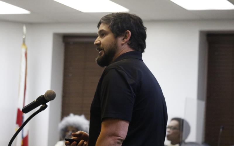 Michael Klink with Four Waters Engineering updated Lake City Council members on the progress of the Gwen Lake restoration project. (JAMIE WACHTER/Lake City Reporter)