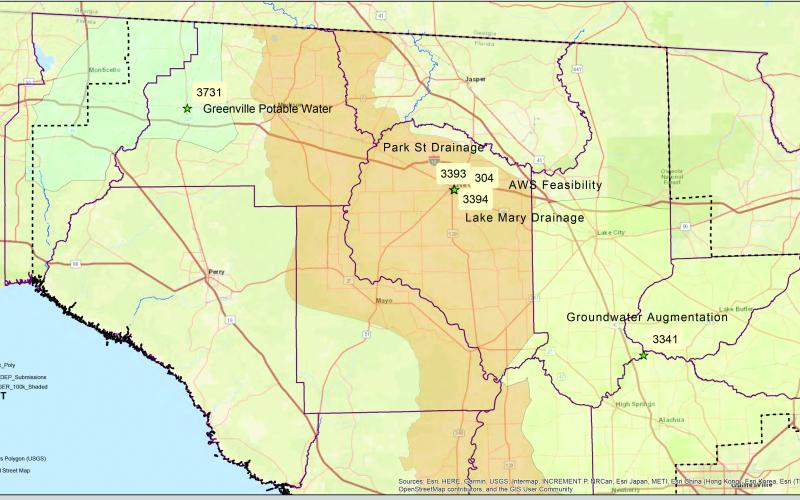 The Suwannee River Water Management District governing board will consider approving five projects for alternative water supply project fundings, including a pair of drainage projects in the City of Live Oak. (COURTESY SUWANNEE RIVER WATER MANAGEMENT DISTRICT)