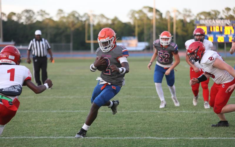 Branford running back Ollie James scores a touchdown against Dixie County during Thursday's spring game. (PAUL BUCHANAN/Lake City Reporter)