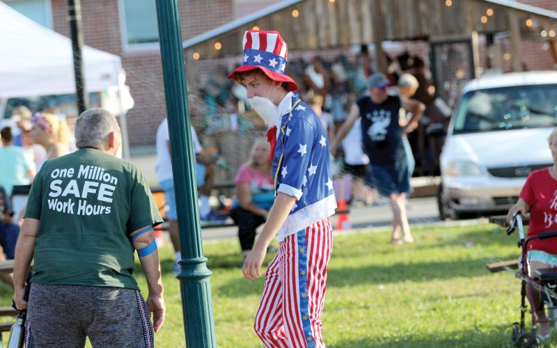 Uncle Sam made at an appearance at a previous year’s Freedom Festival in downtown Live Oak. This year’s event is set to begin at 6:30 p.m. on July 4. Purple Heart recipients from Suwannee County will be recognized. (FILE)