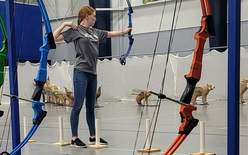 Kaylee Wilcox, a Belmont Academy student, will compete this week at the Eastern National Archery in the Schools Program Tournament in Kentucky. (COURTESY)