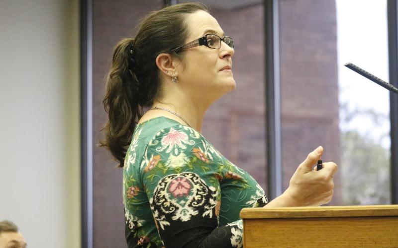 Meagan Camp with Gray Purvis and Company said the City of Live Oak needs to focus on addressing its aging infrastructure due to 'substantial' water line loss that is occurring. (JAMIE WACHTER/Lake City Reporter)