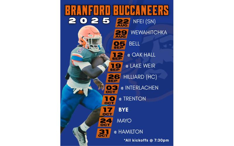 Branford's 2025 football schedule.