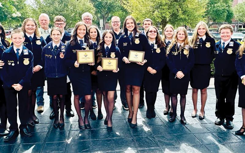 Fort White’s FFA chapter was named one of ‘Florida’s Finest’ as well as winning the ‘Premier Chapter’ and a Supervised Agricultural Experience Award at last week’s 97th Florida FFA State Convention in Orlando. (COURTESY)