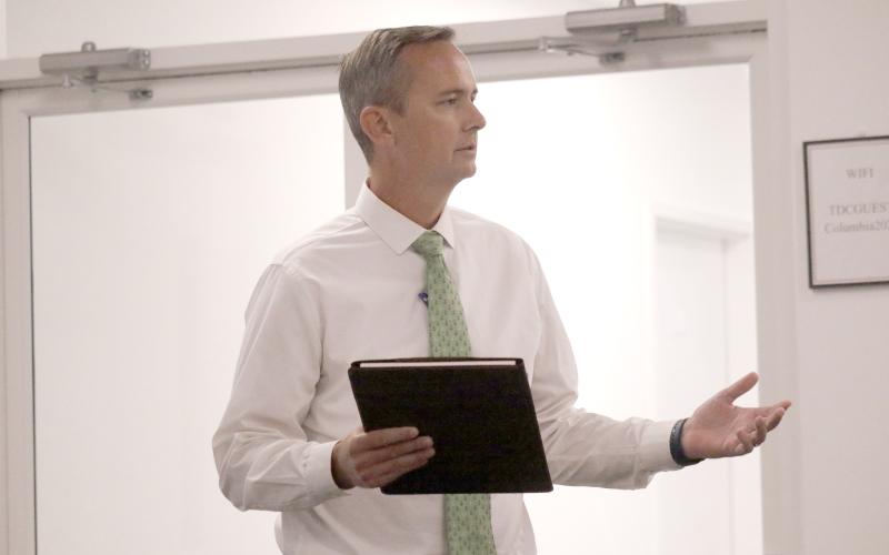 Columbia County Clerk of Court Jay Swisher, talking to the North Florida Water Utilities Authority board last year, is looking for the group to begin handling its own finances by this fall. (FILE)