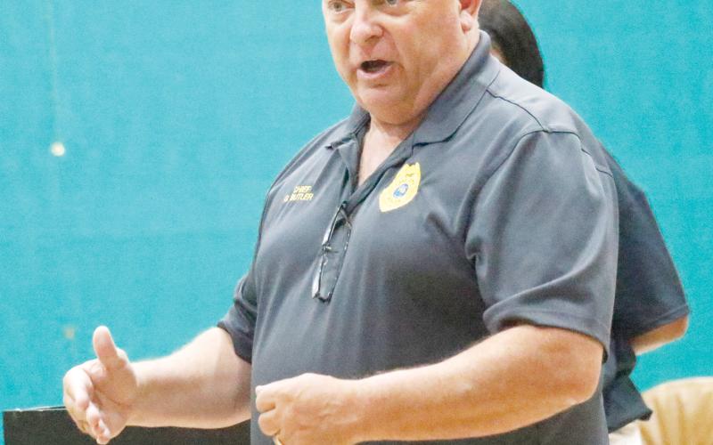 Lake City Police Chief Gerald Butler said Saturday in a town hall meeting that the FLOCK gunshot detection system is working well in reducing gunfire incidents in the city. (JAMIE WACHTER/Lake City Reporter)