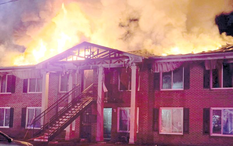 Twelve apartments were damaged in an attic fire early Wednesday morning at the Cedar Park Apartment complex. (COURTESY LAKE CITY FIRE DEPARTMENT)