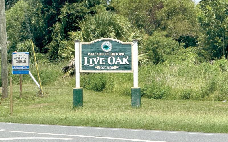 The Live Oak City Council is wanting to install a ‘Welcome to Historic Live Oak’ city sign on U.S. Highway 129 north of town to welcome visitors, similar to the signs that are on U.S. 90 on the east and west sides of town, as well as U.S. 129 south and State Road 51. (STASI WACHTER/Special to the Reporter)