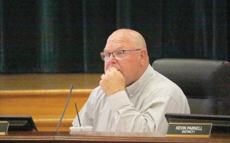 Columbia County Commissioner Rocky Ford said he was fine with the budget allocation presented by county administration for the Sheriff’s Office because ‘we have to present a balanced budget.’ (JAMIE WACHTER/Lake City Reporter)
