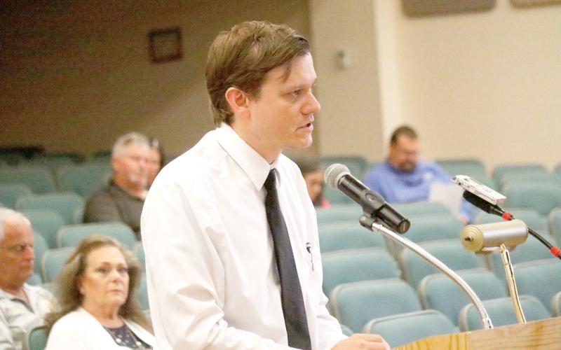 Staz Guntek, Columbia County’s legislative and intergovernmental affairs coordinator, said the top item on his list of policy items to push in next year’s legislative session revolves around a replacement for property tax revenue if the state pushes forward with plans to reduce or eliminate it. (JAMIE WACHTER/Lake City Reporter)