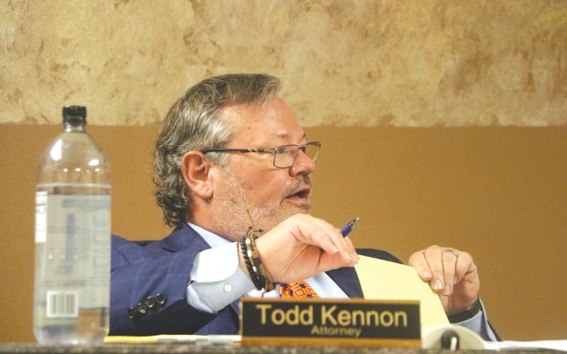 Lake Shore Hospital Authority Attorney Todd Kennon said Lake City Attorney Clay Martin was satisfied with the latest language in an agreement to have Meridian Healthcare occupy the main hospital building on the Lake Shore campus. (MORGAN MCMULLEN/Lake City Reporter)