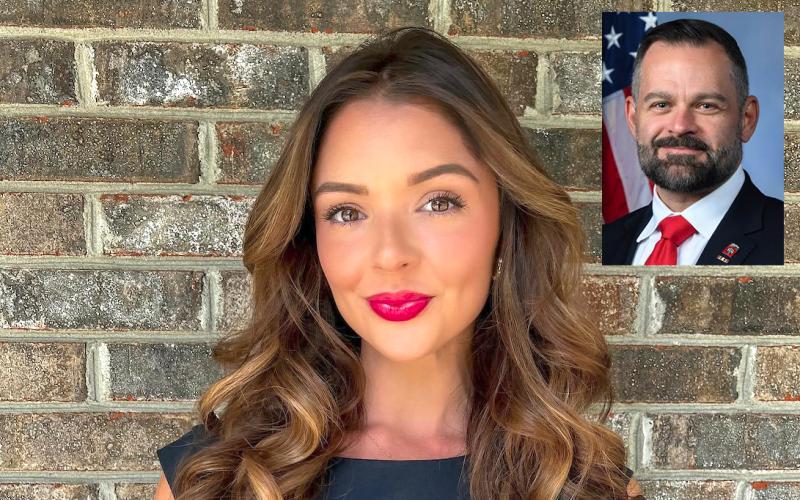 Lindsey Langston, a Columbia County state committeewoman and reigning Miss United States, has accused U.S. Rep. Cory Mills (inset) of threatening to release nude images and sex videos of her. Mills has denied the claims. (COURTESY)