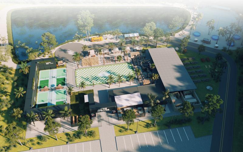 The Woods, an entertainment venue off of State Road 247, is hosting its grand opening Saturday. The vision of Michael Woods fetures pickleball courts, an outdoor skating rink, beach volleyball, space for live entertainment as well as a restaurant/bar and spaces for vendors and food trucks to hook up as well. (COURTESY)