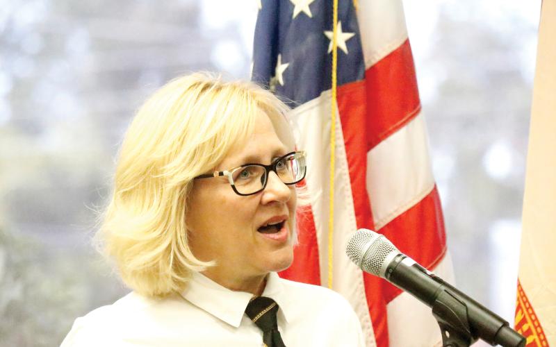 Katherine Allen told the Live Oak City Council about events that are being planned in the city for Florida Cities Week, which include a tour of City Hall, coffee and doughnuts with Mayor Frank Davis and City Manager Larry Sessions and a scavenger hunt of historic buildings in the city. (JAMIE WACHTER/Lake City Reporter)