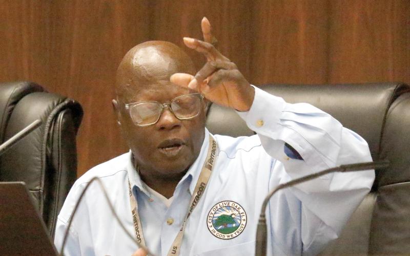Live Oak Council President Pro Tem Tommie Jefferson pleaded Monday to add funding to pave Spruce Street in the upcoming budget. It was not added prior to the tentative approval. (JAMIE WACHTER/Lake City Reporter)