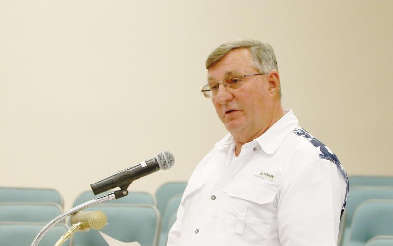 Kelly Luker credited Veterans Service Officer Ronnie Beasley for helping push for compensation for his father’s death. (MORGAN MCMULLEN/Lake City Reporter)