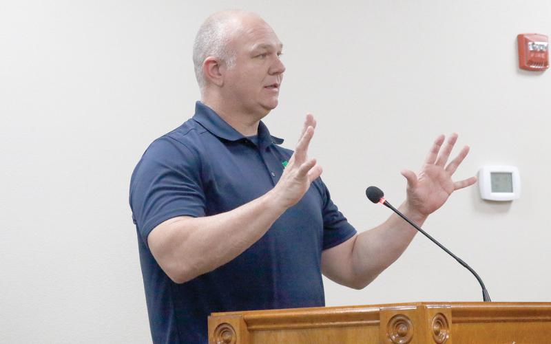 Ron Meeks, Suwannee County’s development services director, said any tweaks to the county’s comprehensive plan should be to try to spark residential developments near utilities at interstate interchanges. (JAMIE WACHTER/Lake City Reporter)