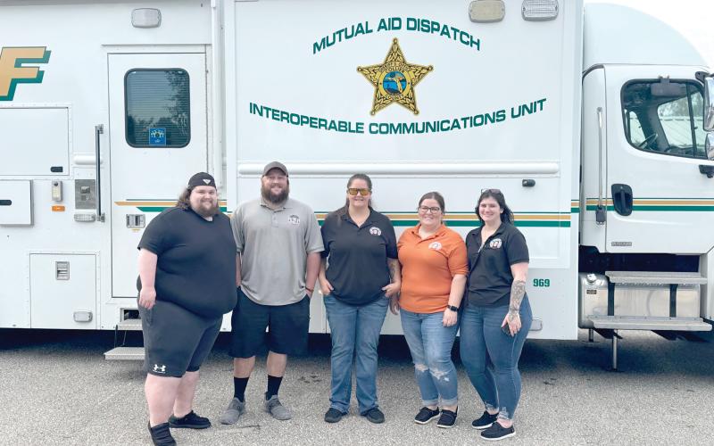 Columbia County Unified 911 Center dispatchers who recently attended a training session in Lake County were: Jimmy Redmond (from left), Travis Czaban, Victoria Chatigny, Crystal Craig and Beth Roberts. (COURTESY)