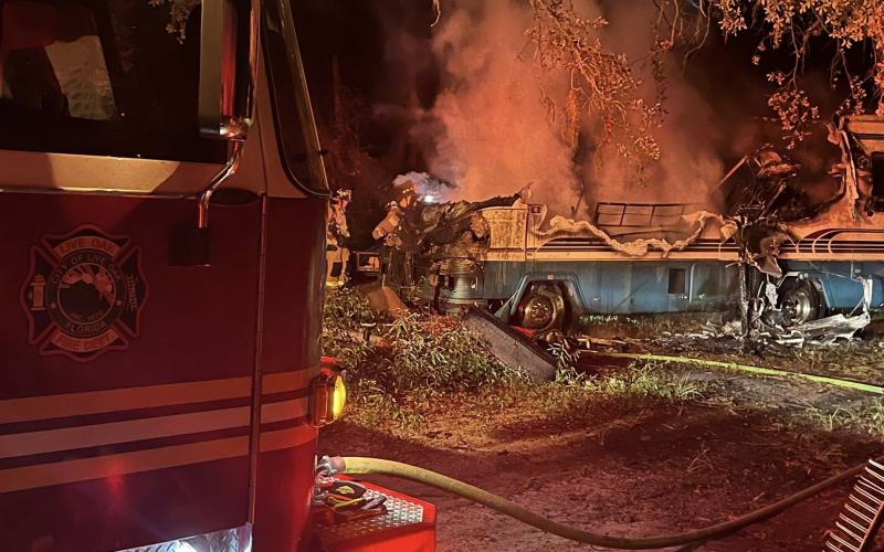 Live Oak firefighters quickly knocked down a fire in a motorhome on Oct. 23. (COURTESY LIVE OAK FIRE DEPARTMENT)