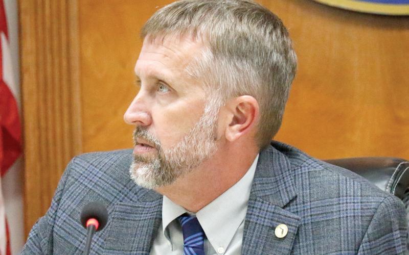 Suwannee County Commission Chairman Travis Land began a discussion Tuesday to give county-owned roads inside the City of Live Oak to the city. (JAMIE WACHTER/Lake City Reporter)