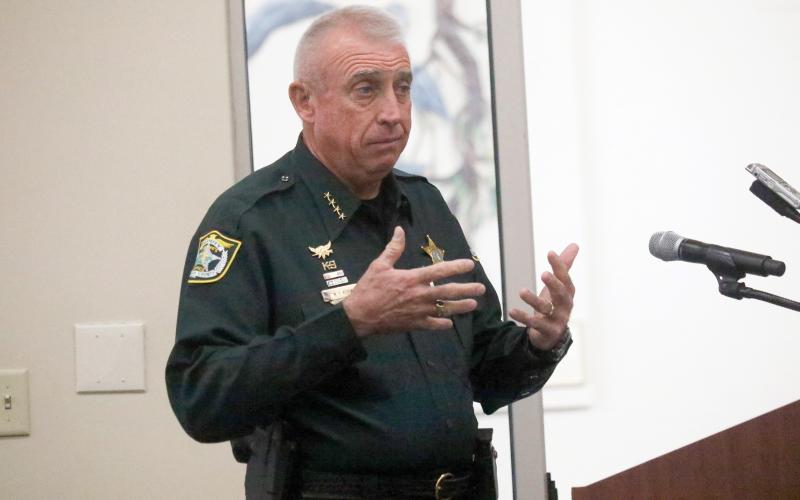 Columbia County Sheriff Wallace Kitchings talks about the need to renovate the Columbia County Detention Facility during Tuesday’s legislative delegation meeting. (JAMIE WACHTER/Lake City Reporter)