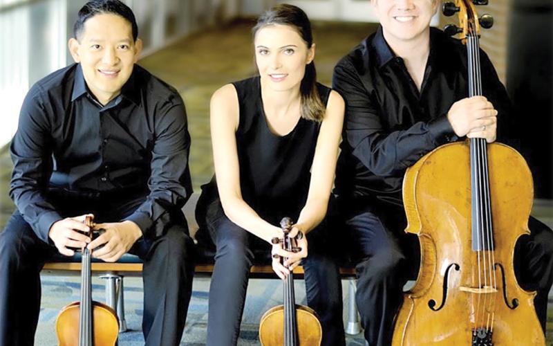 The Lawson Trio, consisting of Clint Dewing, Aurica Duca and Nick Curry, will perform Monday to open the 30th season of the Friends of Music Concert Series. The Lawson Trio will be accompanied at the performance by Igor Khukhua and 12-year-old Siena, the daughter of Duca and Dewing. (COURTESY)
