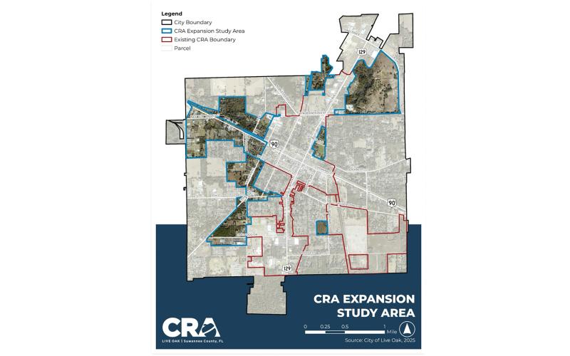 The Live Oak City Council unanimously approved Monday expanding its Community Redevelopment Agency district after Inpsire Placemaking found a necessity for the expansion to further address slum and blight within the city. (COURTESY)