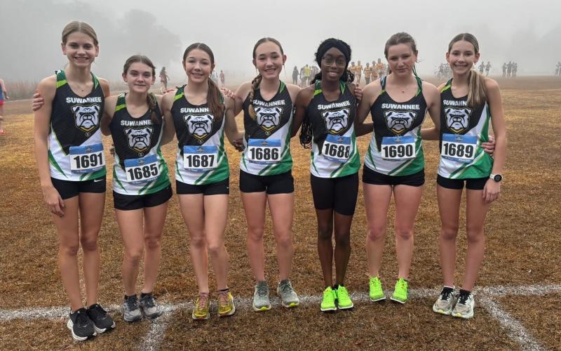 The Suwannee girls cross country team placed 28th at the Class 2A state meet on Saturday. (COURTESY)