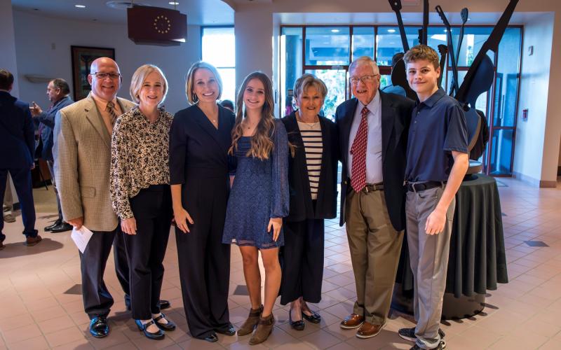 Jennifer Page (third from left), the ninth president of North Florida College, is pictured with her family at the No. 18 investiture ceremony at the college’s Van H. Priest Auditorium. (COURTESY)