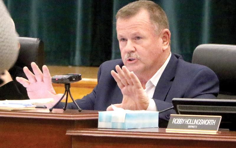 Columbia County Commission Chairman Tim Murphy wanted clarification on how a grant extension was needed due to a set of late drawings on improvements at Richardson Community Center. (MORGAN MCMULLEN/Lake City Reporter)