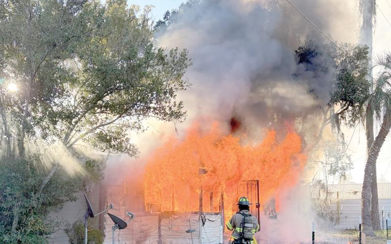 A home on NE Webster Avenue was severely damaged Thursday morning when a fire was sparked by a space heater being used during the cold weather. (COURTESY LAKE CITY FIRE DEPARTMENT)