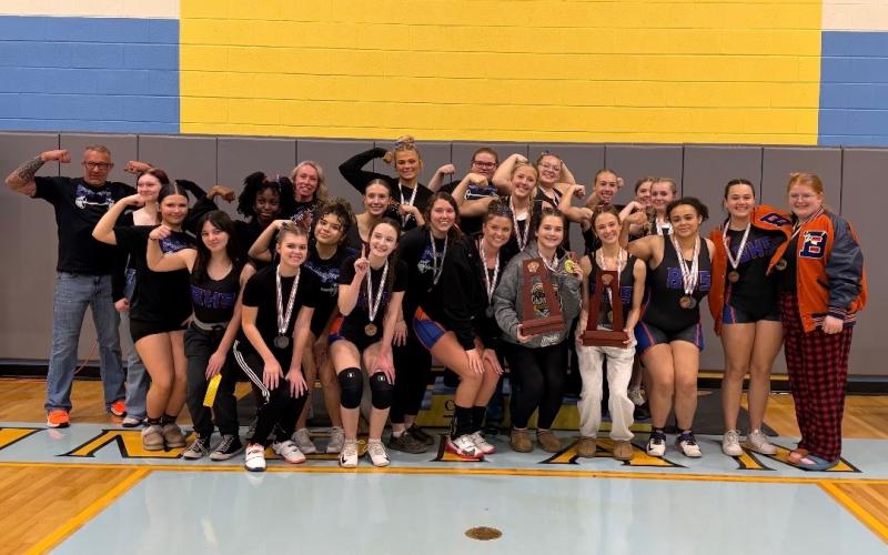 The Branford girls weightlifting team won District 7-1A titles in traditional and Olympic on Thursday. (COURTESY)