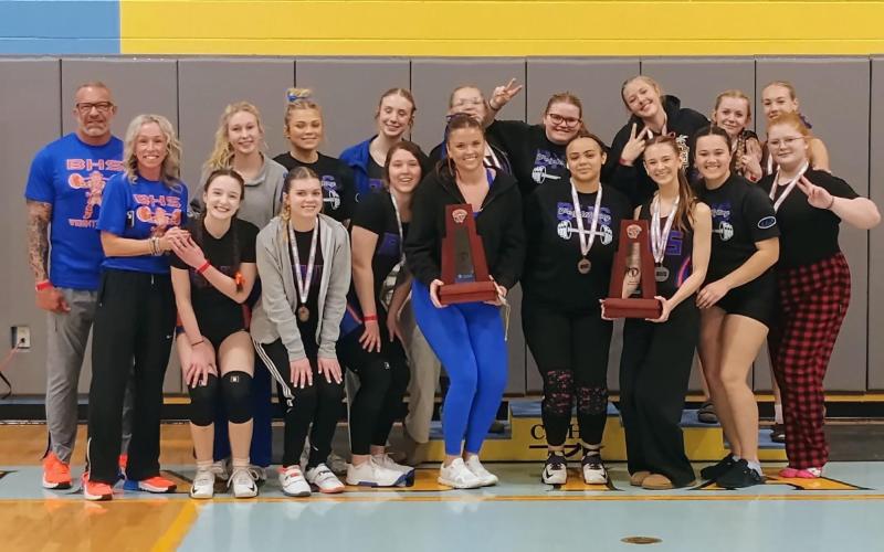 The Branford girls weightlifting team was runner-up in traditional and Olympic at the Region 4-1A meet on Saturday. (COURTESY)