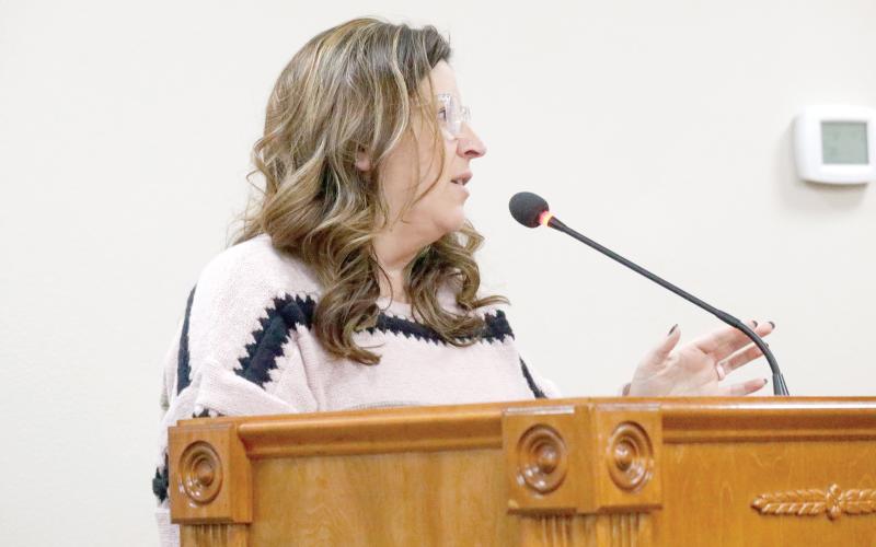 Suwannee County Emergency Management Director Heather Henderson-Scheu told the County Commission on Tuesday that the Local Mitigation Strategy plan was required in order to obtain mitigation grant funding. (JAMIE WACHTER/Lake City Reporter)