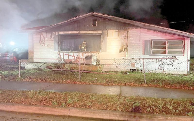 A SE Murray Street house was severely damaged by a fire Saturday night. A dog was killed in the blaze. (COURTESY LAKE CITY FIRE DEPARTMENT)